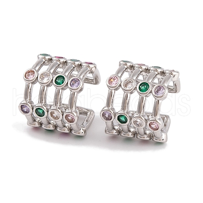 Rack Plating Brass Cubic Zirconia Ear Earrings EJEW-S219-08P-1