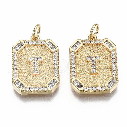 Brass Micro Pave Clear Cubic Zirconia Pendants KK-S356-234T-G-NF-1