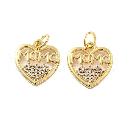 Brass Micro Pave Cubic Zirconia Pendants KK-C092-24I-G-1