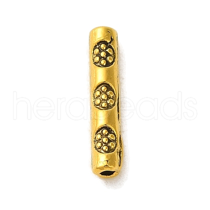 Tibetan Style Alloy Carved Flower Tube Beads TIBEB-L007-05AG-1
