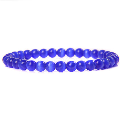 Synthetic Cat Eye Round Beaded Stretch Bracelet SF8562-31-1-1