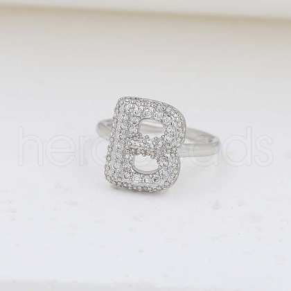 Brass Micro Pave Clear Cubic Zirconia Cuff Rings FS-WG17FF6-02-1