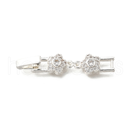 Brass Micro Pave Clear Cubic Zirconia Fold Over Clasps KK-R222-06S-1