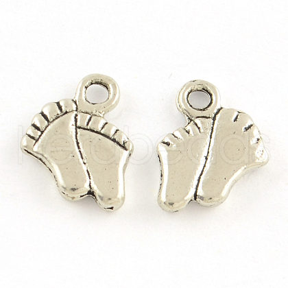 Tibetan Style Feet Alloy Charms TIBEP-A209-AS-RS-1