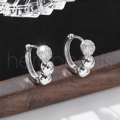 Brass Clear Cubic Zirconia Hoop Earrings EJEW-Q014-07P-1