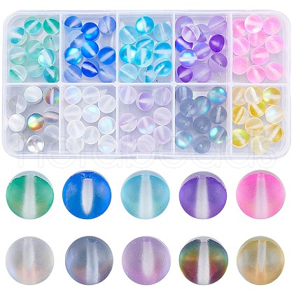 SOFPLATE 100Pcs 10 Colors Glass Beads G-SP0001-02-1