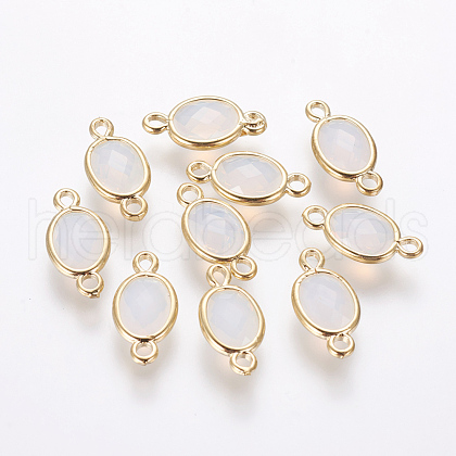 Oval Faceted Golden Brass Opalite Links connectors GLAA-O014-29G-1