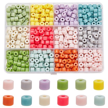 SUNNYCLUE 600Pcs 12 Colors Opaque Acrylic Beads OACR-SC0001-50-1