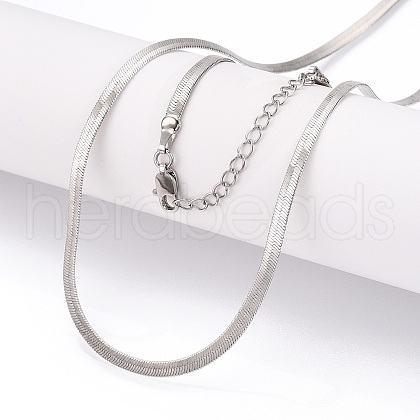 Brass Flat Snake Chain Necklaces for Women Men NJEW-N054-04P-1