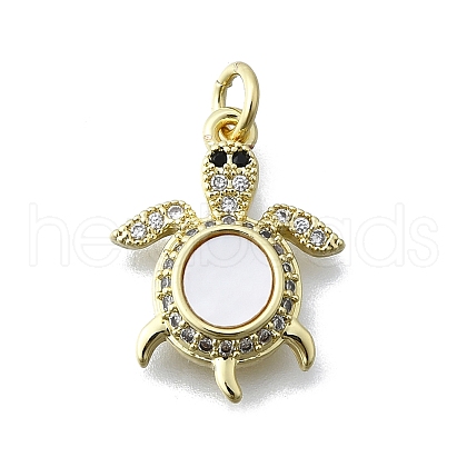 Brass Micro Pave Clear Cubic Zirconia Pendants KK-V010-07G-02-1
