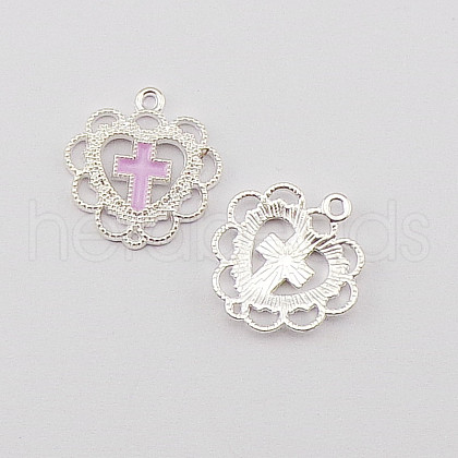Alloy Enamel Pendants HEAR-PW0001-064G-1