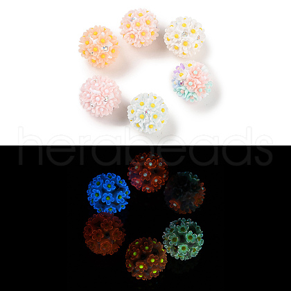 Handmade Luminous Polymer Clay Rhinestone Fancy Beads CLAY-H003-04-1