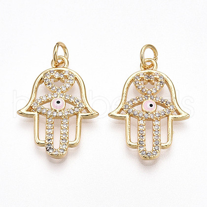 Brass Micro Pave Cubic Zirconia Pendants KK-T070-73-1