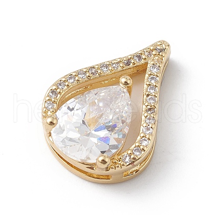 Rack Plating Brass Micro Pave Cubic Zirconia Slide Charms X-KK-E003-20G-03-1