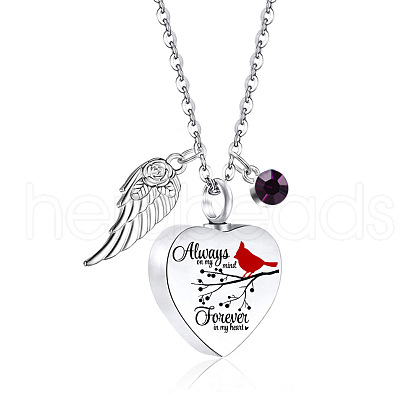 Heart with Wing Urn Ashes Pendant Necklace PW-WG4984E-02-1