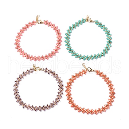 Glass Seed Beads Braided Anklets Set for Women AJEW-AN00466-1