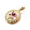 Brass Micro Pave Cubic Zirconia & Enamel Pendants KK-R222-08G-06-2