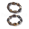 Natural Banded Agate Bead Stretch Bracelets G-P570-01M-4
