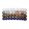 4Pcs Constellation 8mm Round Natural Lapis Lazuli & Malaysia Jade & Flower Amazonite & Yellow Tiger Eye Beaded Stretch Bracelets for Women BJEW-JB10638-1