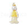Glass Seed Beaded Flower Figurine Pendants PALLOY-MZ00686-01-1