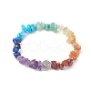 Natural Mixed Gemstone Chips & Alloy Saint Benedict Beaded Stretch Bracelets BJEW-JB09400-1