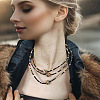 Round Wood Beads 3 Layer Leopard Print Imitation Leather Cord Necklaces for Women FS-WG710D0-01-2