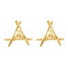 Triangle with Round Brass Stud Earrings EJEW-R025-06G-4