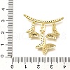 Brass Micro Pave Clear Cubic Zirconia Butterfly Connector Charms KK-M309-24G-3