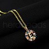 Brass Pave Colorful Cubic Zirconia Initial Ring Pendant Necklaces FS-WGF1437-05-1