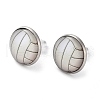 Sport Balls Glass & 304 Stainless Steel Stud Earrings for Women EJEW-H005-01P-07-1