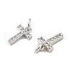 Brass Micro Pave Grade AAA Cubic Zirconia Charms ZIRC-P067-11P-T-NR-3