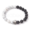 Halloween Natural Howlite and Lava Rock Beaded Stretch Bracelets BJEW-TA00473-1