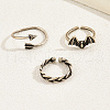 3Pcs Copper Retro Bat Toe Open Cuff Rings Sets for Women IB3086-1
