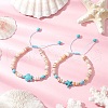 2Pcs Starfish & Turtle Natural Freshwater Shell Beads Braided Bead Bracelets BJEW-JB11919-01-1