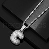 Brass Micro Pave Clear Cubic Zirconia Chunky Initial Pendant Necklaces WG24EA8-03-1