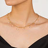 Stainless Steel Crystal Rhinestone Triangle Tassel Oval Link Chain Necklaces for Women IJ7847-3