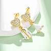 Brass Micro Pave Clear Cubic Zirconia Dangle Stud Earrings EJEW-D322-03G-02-2