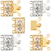 SUNNYCLUE 6 Sets 2 Colors 3-Strand 6-Hole Brass Filigree Box Clasps KK-SC0002-98-1