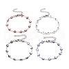 Enamel Rhombus with Evil Eye Link Chains Bracelet BJEW-P271-03P-1