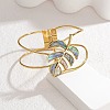 304 Stainless Steel Glass Hinged Bangles for Women BJEW-M082-06G-02-1