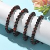 Synthetic Tiger Eye Round Bead Adjustable Braided Bracelets UO3136-16-1-4