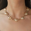 Alloy Heart Links Curb Chain Necklaces for Women NJEW-Z074-01KCG-1