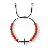 Natural Red Jasper Round Bead Braided Bead Bracelets FL7803-9-1