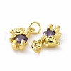 Brass Micro Pave Clear Cubic Zirconia Charms ZIRC-F135-25G-01-3