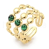 Ion Plating(IP) 304 Stainless Steel Synthetic Malachite Cuff Rings G-Z056-05G-04-1