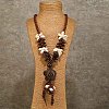 Bohemian Style Natural Coconut & Natural Shell Beaded Flower Pendant Necklaces for Women FS-WGFADBE-02-1