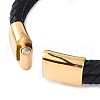 Natural Lava Rock Bead Leather Cord Multi-strand Bracelets BJEW-A009-05G-3