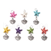 Starfish/Sea Stars Dyed Synthetic Turquoise & Alloy Shell Shape Pendants PALLOY-JF03957-01-1