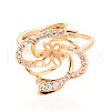 Flower Brass Micro Pave Clear Cubic Zirconia Cup Peg Ring Settings KK-T076-06G-1