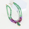 Plastic Beaded Irregular Pendant Double Layer Necklaces for Women FS-WG0EC0F-01-2